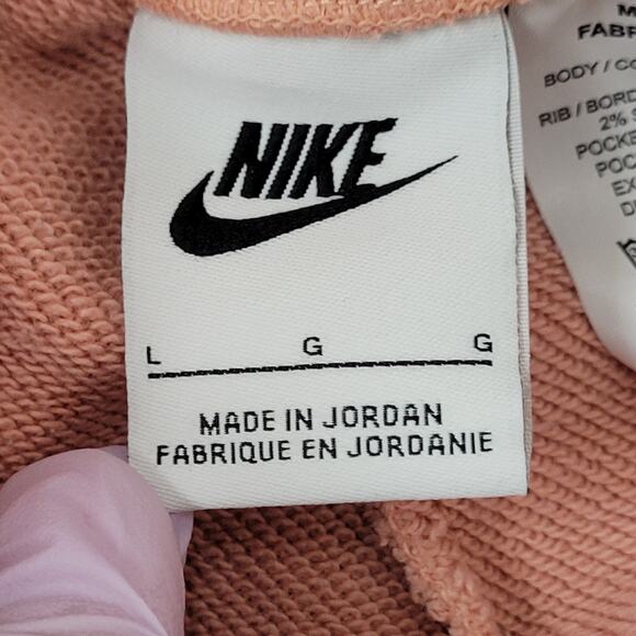 NIKE Swoosh Gym Shorts Women M/L Pink Peach Embroidered Logo - Picture 3 of 16